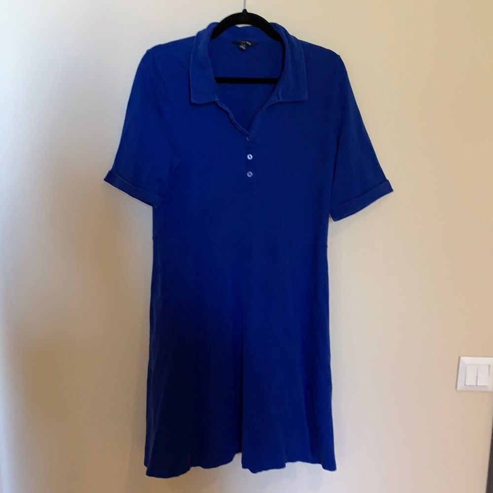 Lands' End Royal Blue Jersey Shirt Dress Knee Length EUC